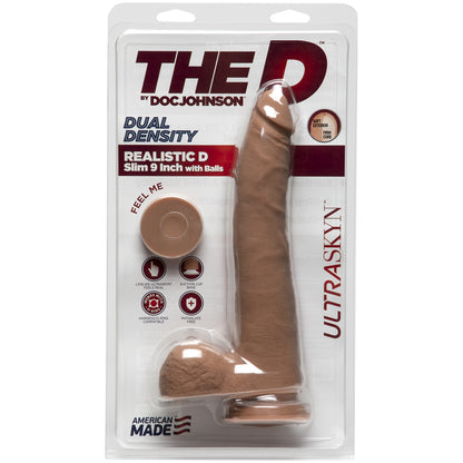 The D Realistic D Slim 9" With Balls Ultraskyn Caramel | 782421068660 | Available at EroticWarehouse.com