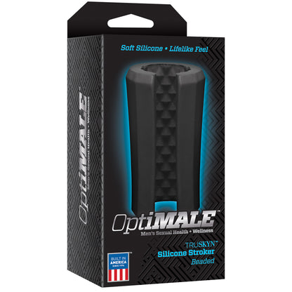 Optimale Truskyn Silicone Stroker Beaded Black | 782421068837 | Available at EroticWarehouse.com