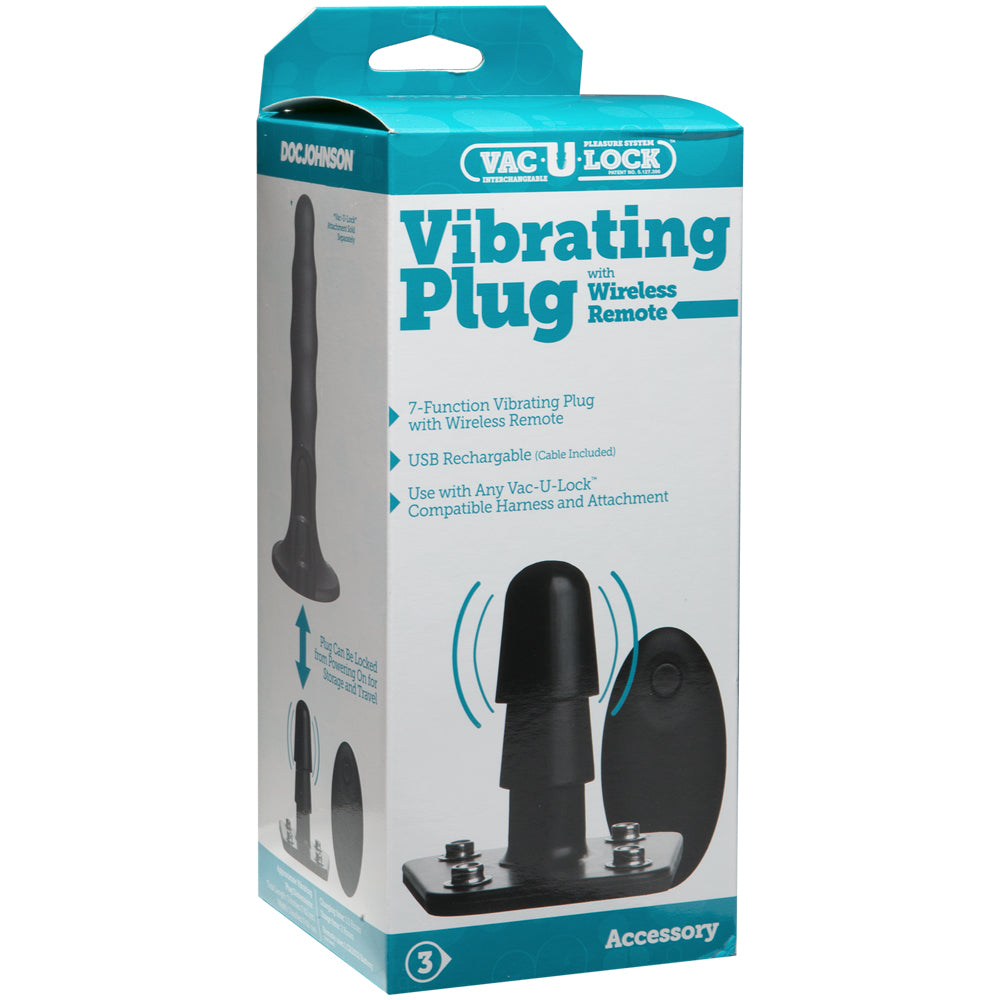Vac-U-Lock Vibrating Plug With Wireless Remote Black | 782421069056 | Available at EroticWarehouse.com