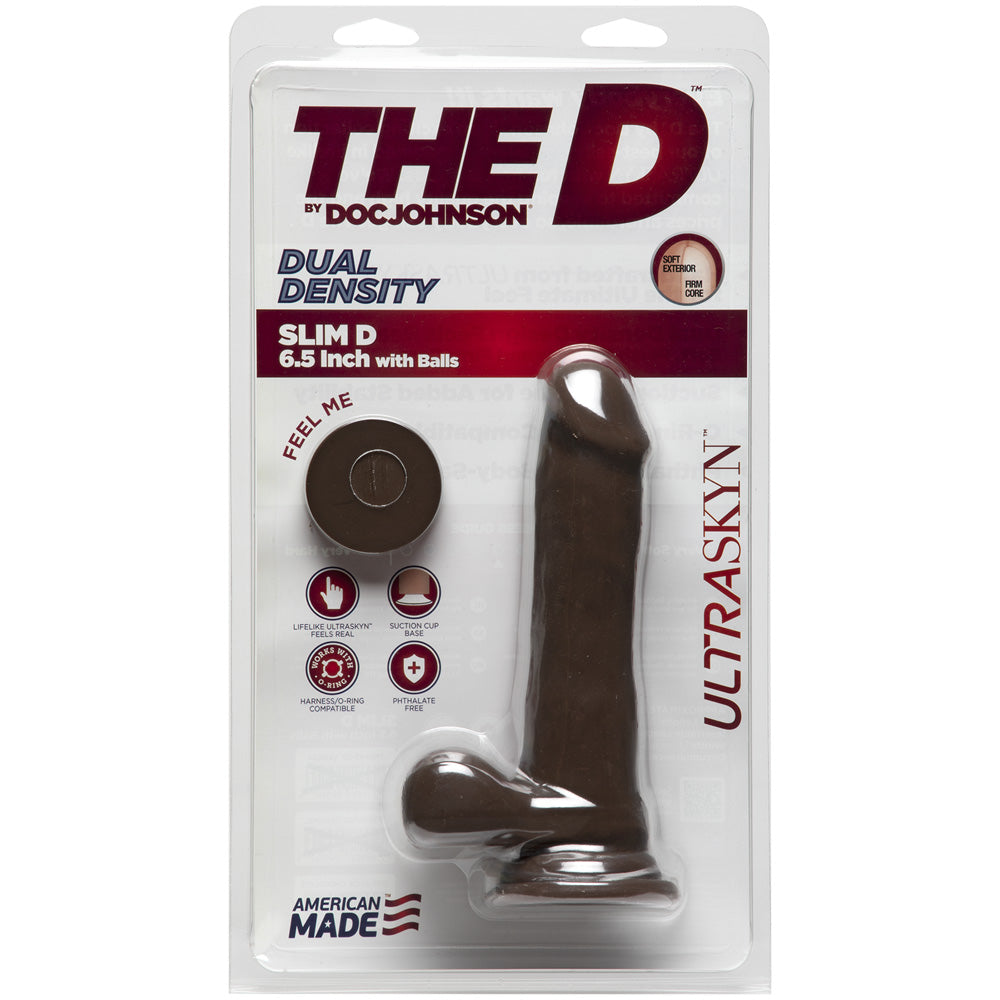 The D Slim D 6.5" With Balls Ultraskyn Chocolate | 782421069520 | Available at EroticWarehouse.com