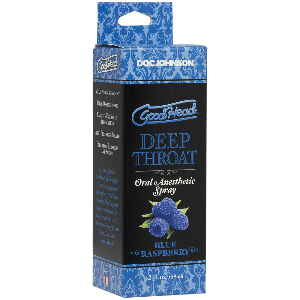 Goodhead Deep Throat Spray Blue Raspberry 2 oz. | 782421070021 | Available at EroticWarehouse.com