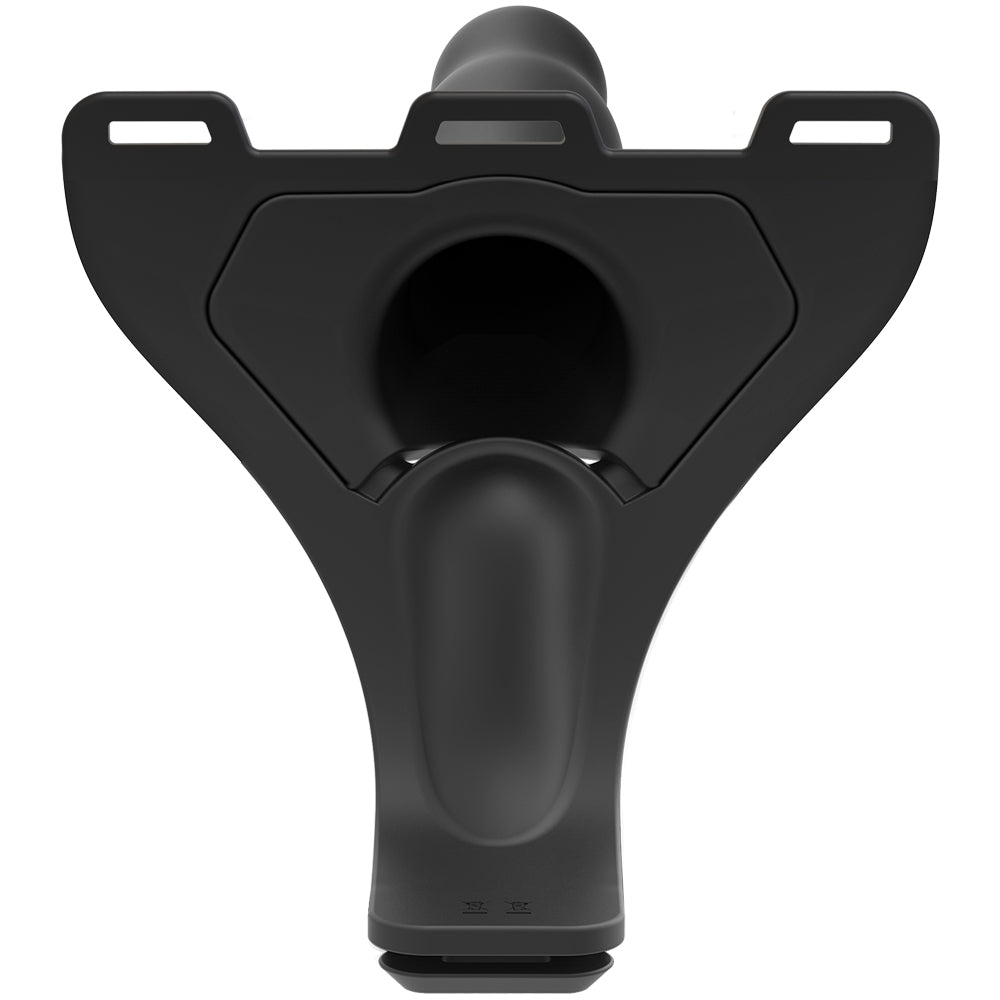 Body Extensions Be Aroused 2-Piece Set Rechargeable Vibrating Silicone Harness with 7" Bulbed Dong Black | 782421070373 | Available at EroticWarehouse.com