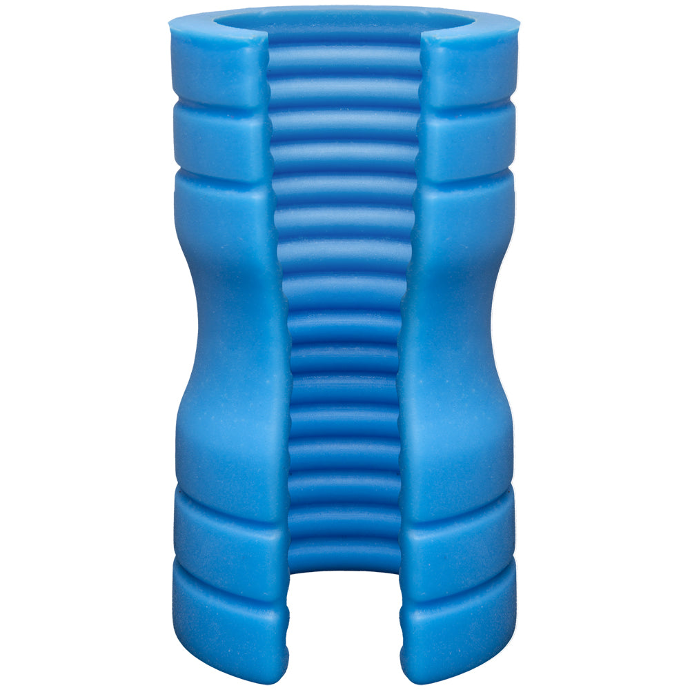 Optimale Truskyn Silicone Stroker Ribbed Blue | 782421070533 | Available at EroticWarehouse.com