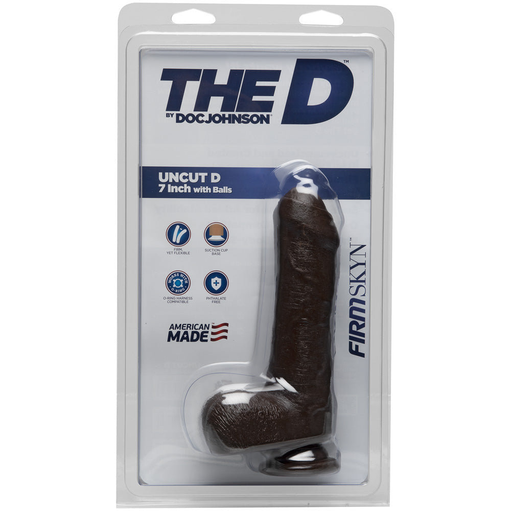 The D - Uncut D 7" With Balls Firmskyn Chocolate | 782421072810 | Available at EroticWarehouse.com
