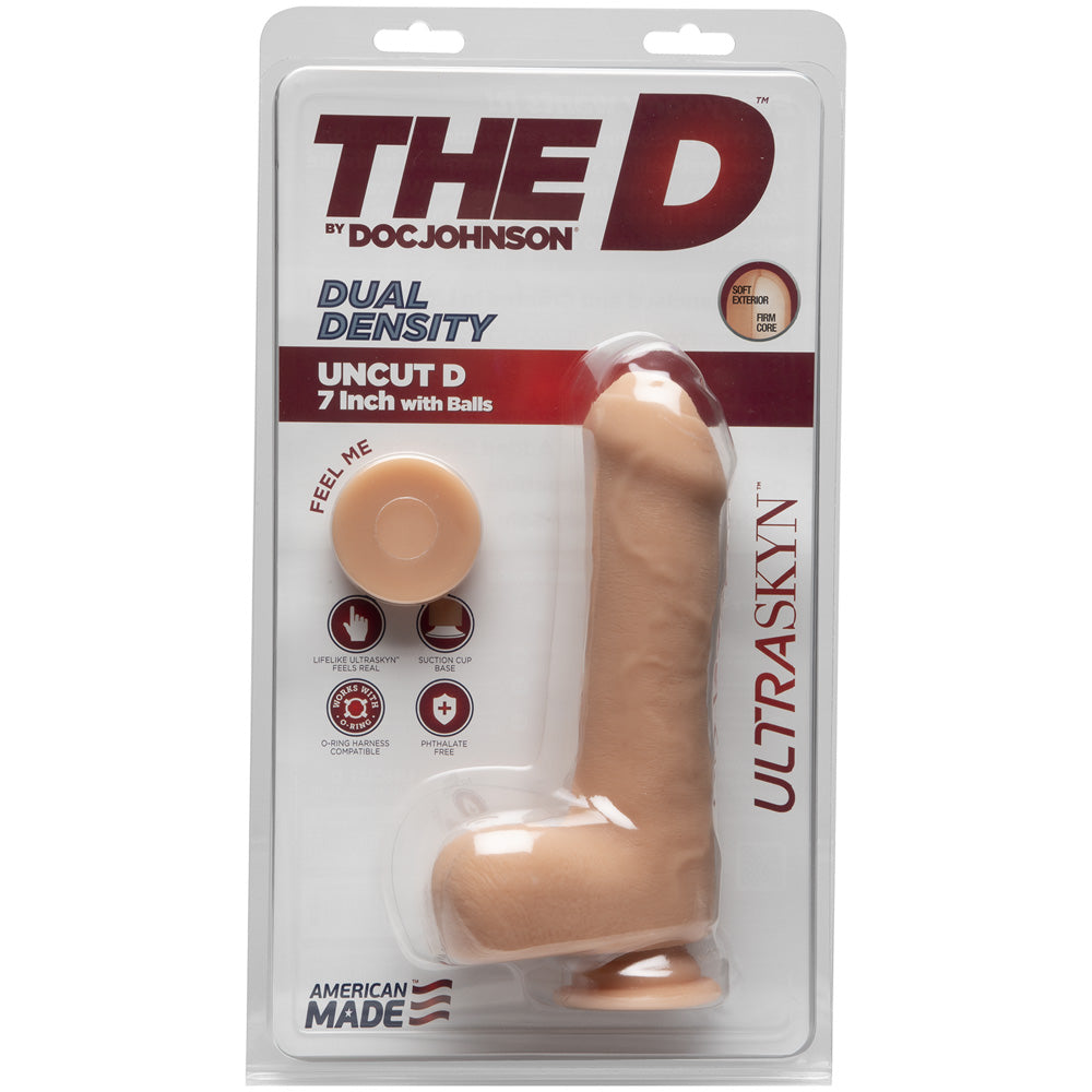 The D - Uncut D 7" With Balls Ultraskyn Vanilla | 782421072858 | Available at EroticWarehouse.com