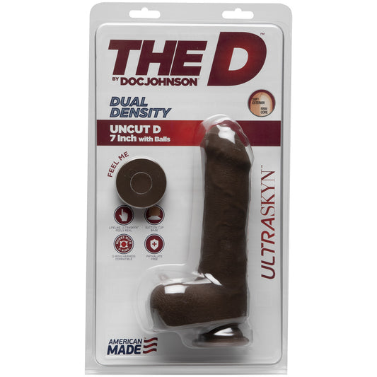 The D - Uncut D 7" With Balls Ultraskyn Chocolate | 782421072872 | Available at EroticWarehouse.com