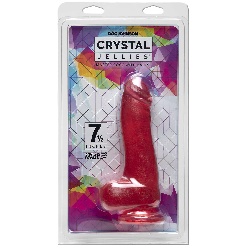 Crystal Jellies Master Cock With Balls 7.5" Pink | 782421073329 | Available at EroticWarehouse.com