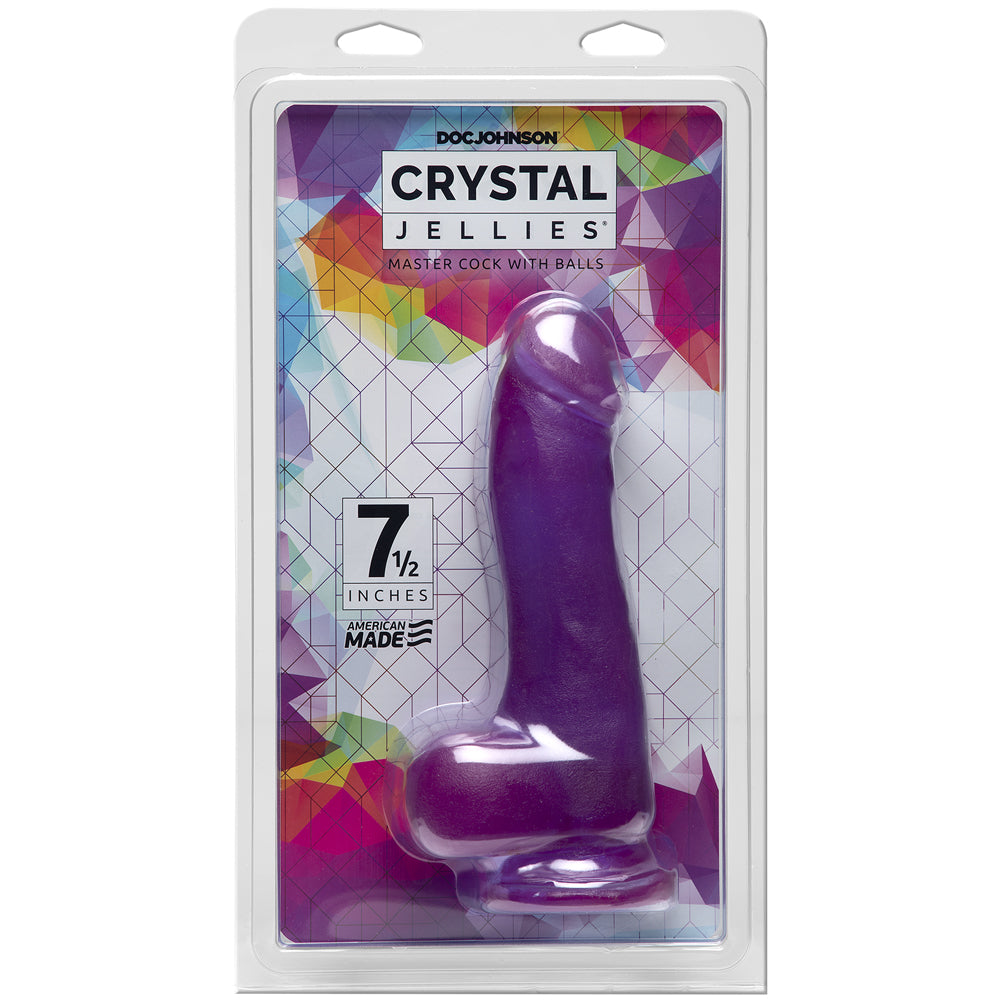 Crystal Jellies Master Cock With Balls 7.5" Purple | 782421073343 | Available at EroticWarehouse.com