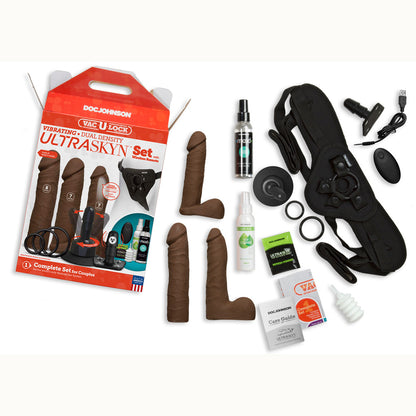 Vac-U-Lock Vibrating Dual Density Ultraskyn Set With Wireless Remote Chocolate | 782421073473 | Available at EroticWarehouse.com