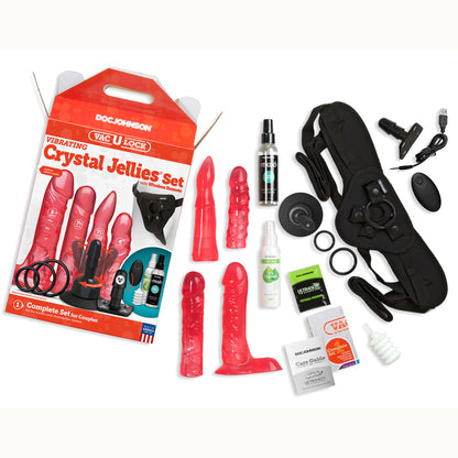 Vac-U-Lock Vibrating Crystal Jellies Set With Wireless Remote Pink | 782421073497 | Available at EroticWarehouse.com