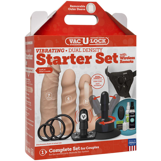 Vac-U-Lock Vibrating Dual Density Starter Set With Wireless Remote Vanilla | 782421073503 | Available at EroticWarehouse.com
