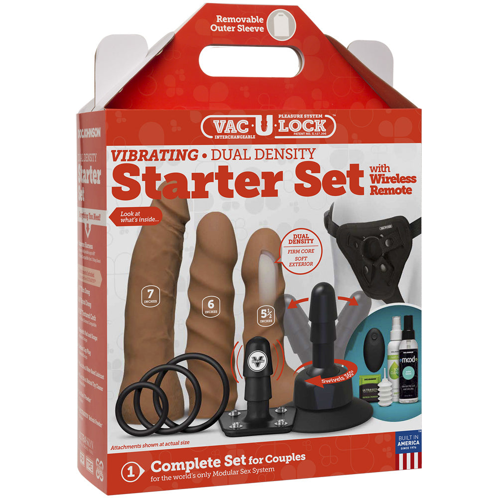 Vac-U-Lock Vibrating Dual Density Starter Set With Wireless Remote Caramel | 782421073510 | Available at EroticWarehouse.com