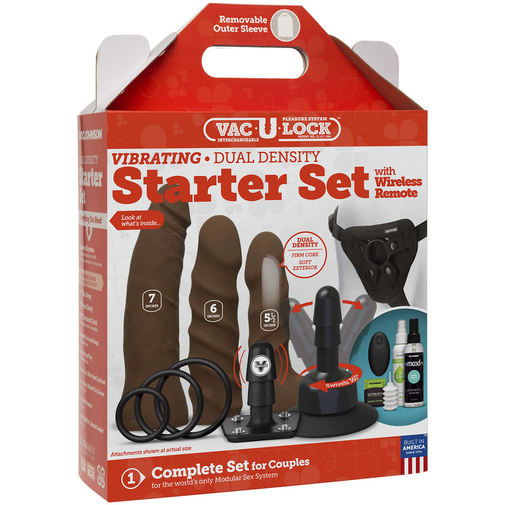 Vac-U-Lock Vibrating Dual Density Starter Set With Wireless Remote Chocolate | 782421073527 | Available at EroticWarehouse.com