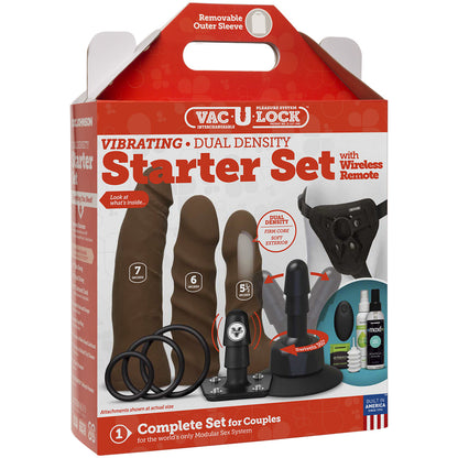 Vac-U-Lock Vibrating Dual Density Starter Set With Wireless Remote Chocolate | 782421073527 | Available at EroticWarehouse.com