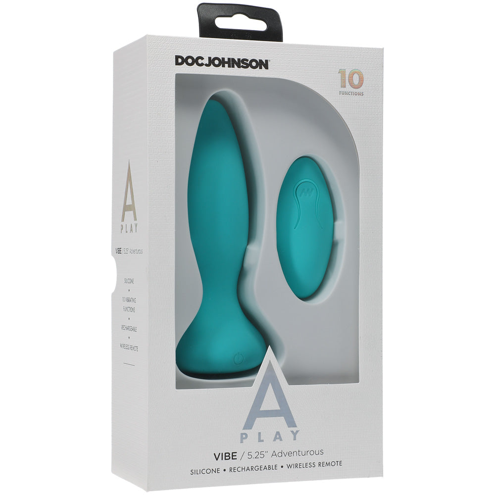A-Play Vibe Adventurous Rechargeable Silicone Anal Plug With Remote Teal | 782421075620 | Available at EroticWarehouse.com