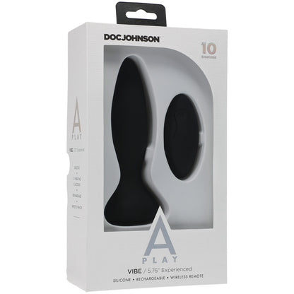A-Play Vibe Experienced Rechargeable Silicone Anal Plug With Remote Black | 782421075637 | Available at EroticWarehouse.com