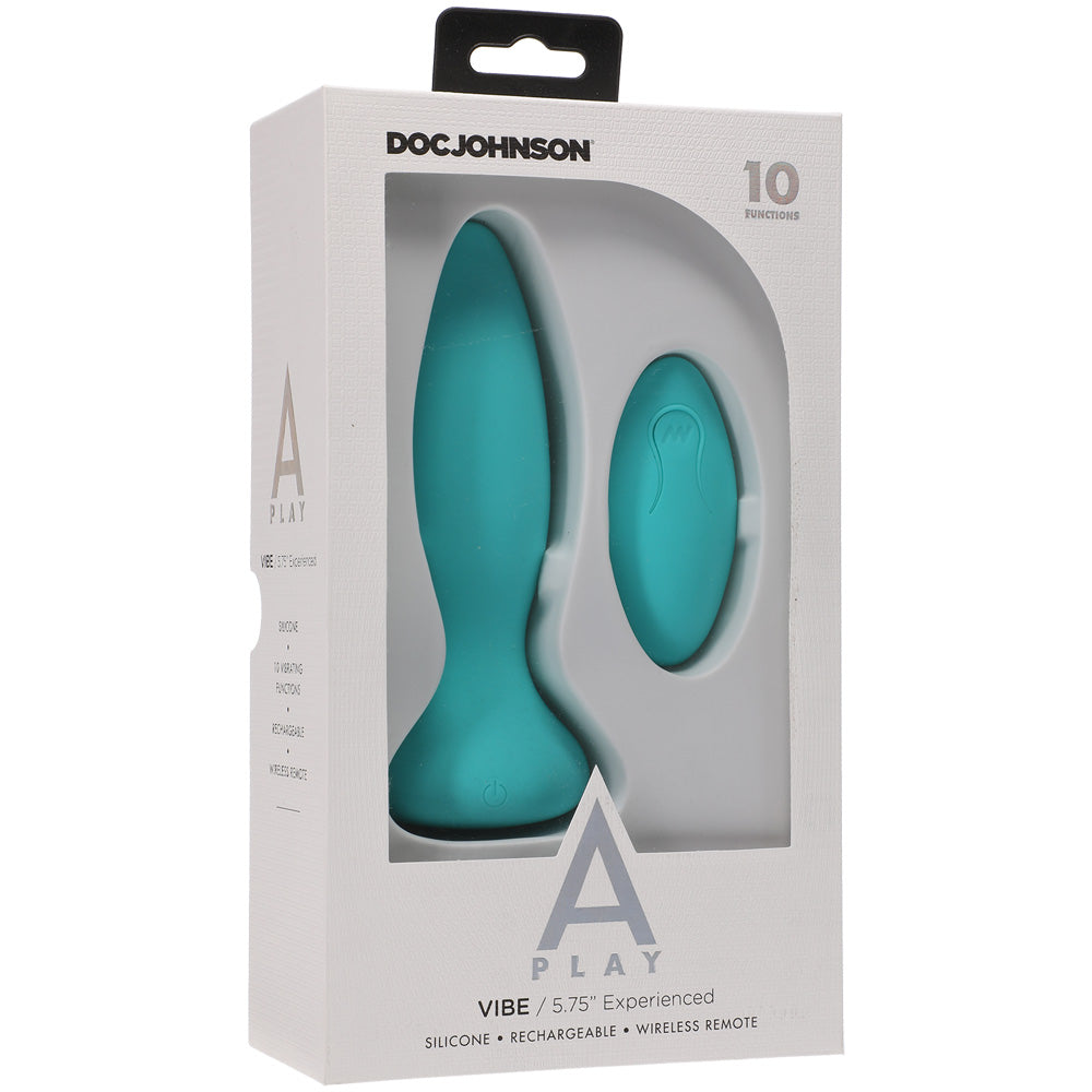 A-Play Vibe Experienced Rechargeable Silicone Anal Plug With Remote Teal | 782421075644 | Available at EroticWarehouse.com