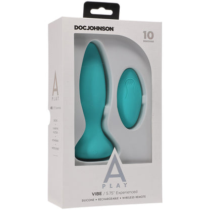 A-Play Vibe Experienced Rechargeable Silicone Anal Plug With Remote Teal | 782421075644 | Available at EroticWarehouse.com