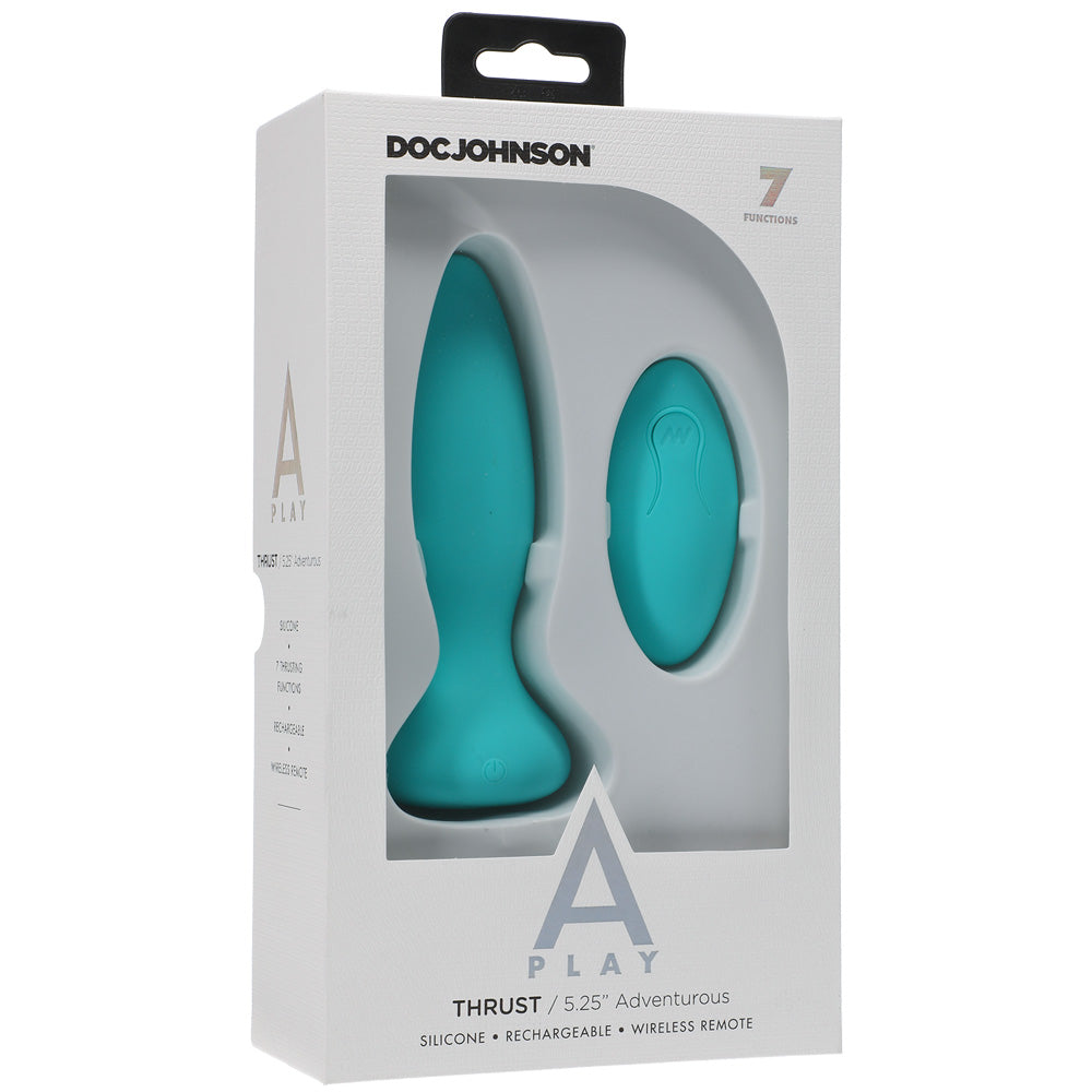 A-Play Thrust Adventurous Rechargeable Silicone Anal Plug With Remote Teal | 782421075668 | Available at EroticWarehouse.com