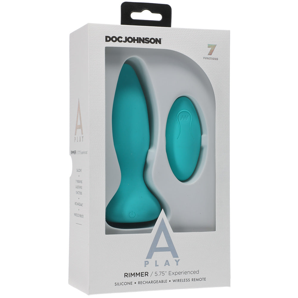 A-Play Rimmer Experienced Rechargeable Silicone Anal Plug With Remote Teal | 782421075705 | Available at EroticWarehouse.com