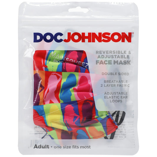 Dj Reversible & Adjustable Face Mask Main Squeeze Pattern W/Black Ear Loops | 782421080273 | Available at EroticWarehouse.com