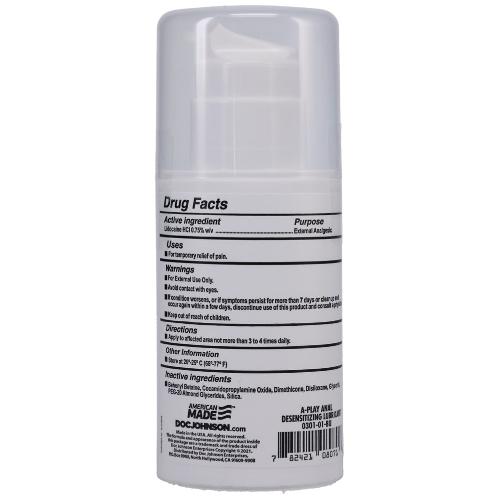 A-Play Anal Desensitizing Lubricant Gel Formula 3.4 Oz. | 782421080716 | Available at EroticWarehouse.com