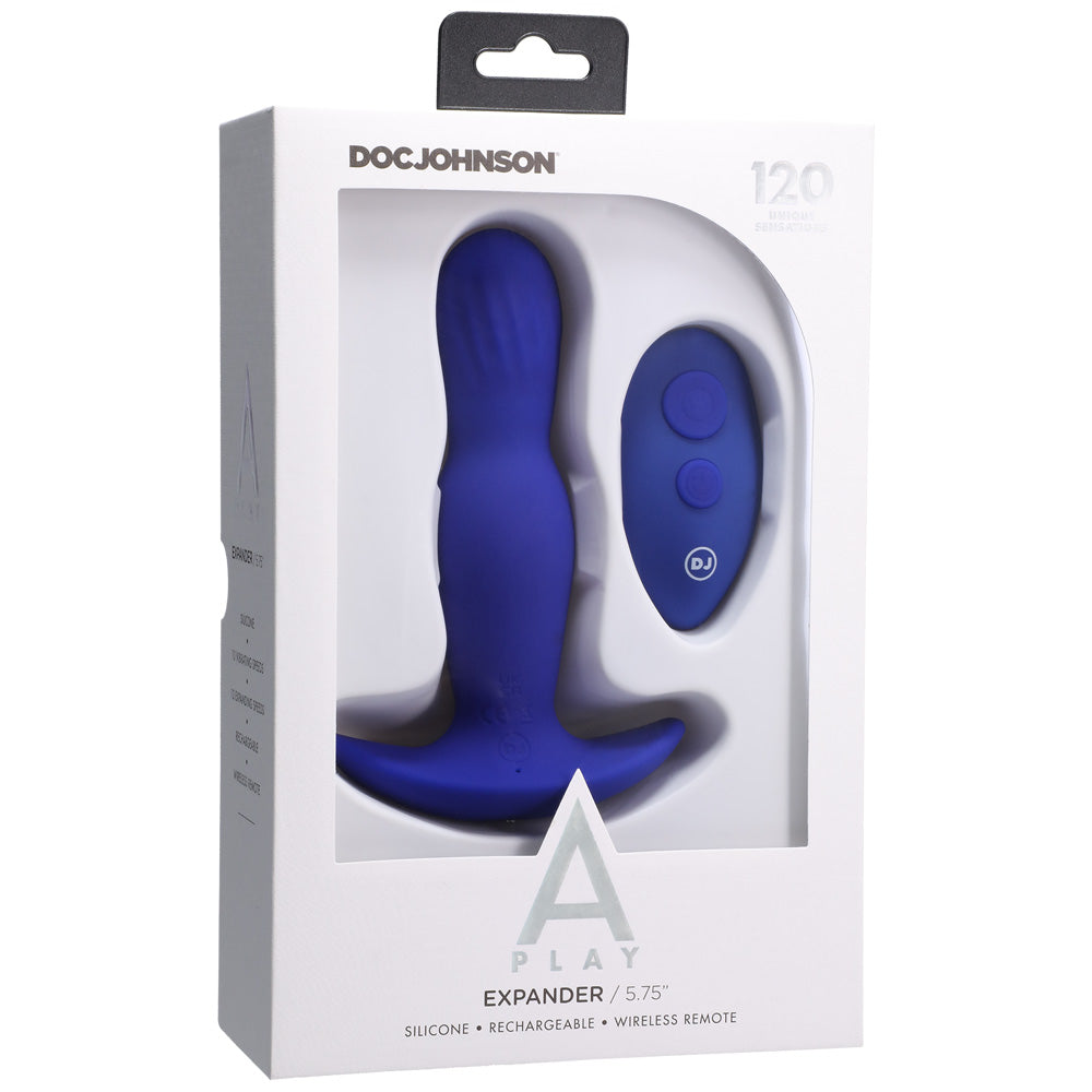 A-Play Expander Rechargeable Silicone Anal Plug With Remote Royal Blue | 782421081294 | Available at EroticWarehouse.com