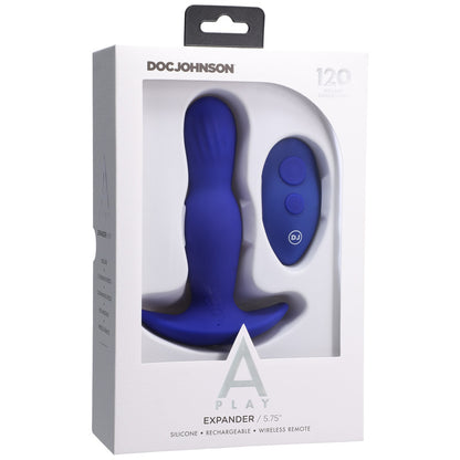 A-Play Expander Rechargeable Silicone Anal Plug With Remote Royal Blue | 782421081294 | Available at EroticWarehouse.com