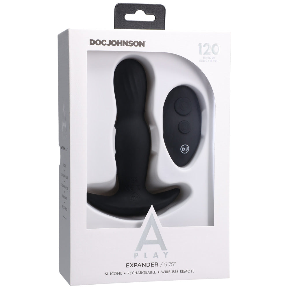 A-Play Expander Rechargeable Silicone Anal Plug With Remote Black | 782421081300 | Available at EroticWarehouse.com