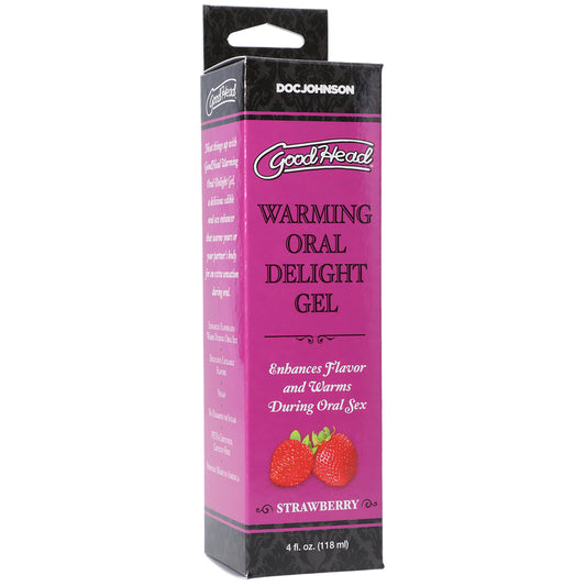 Goodhead Warming Oral Delight Gel Strawberry 4 oz. | 782421081713 | Available at EroticWarehouse.com