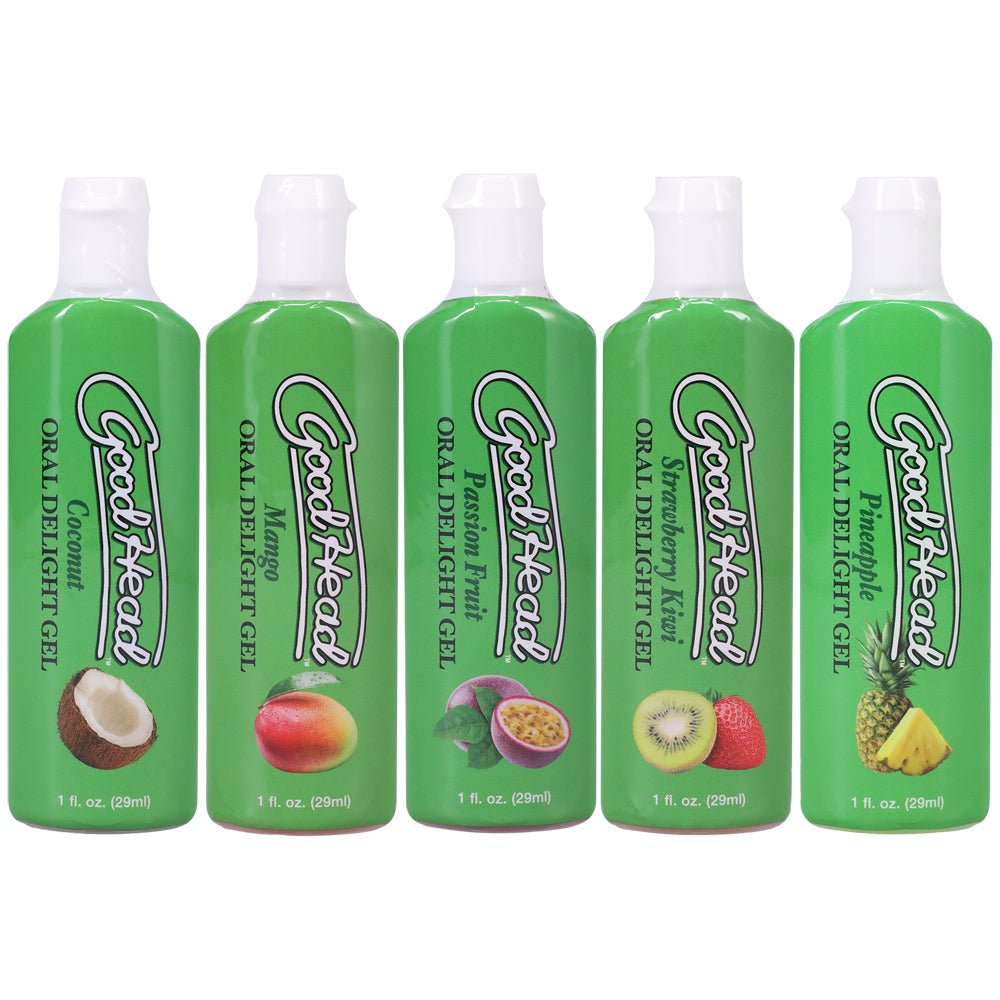 Goodhead Oral Delight Gel Tropical Fruits 5Pk 1 oz. | 782421083205 | Available at EroticWarehouse.com