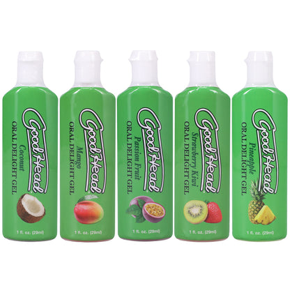 Goodhead Oral Delight Gel Tropical Fruits 5Pk 1 oz. | 782421083205 | Available at EroticWarehouse.com