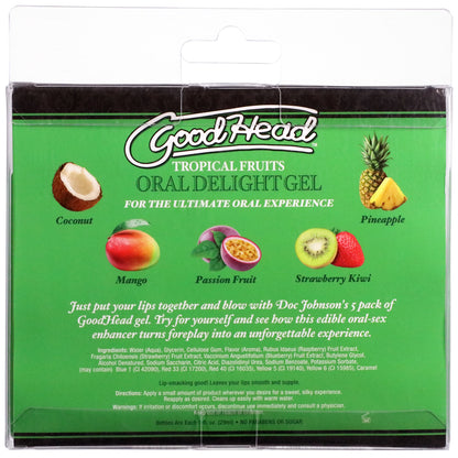 Goodhead Oral Delight Gel Tropical Fruits 5Pk 1 oz. | 782421083205 | Available at EroticWarehouse.com