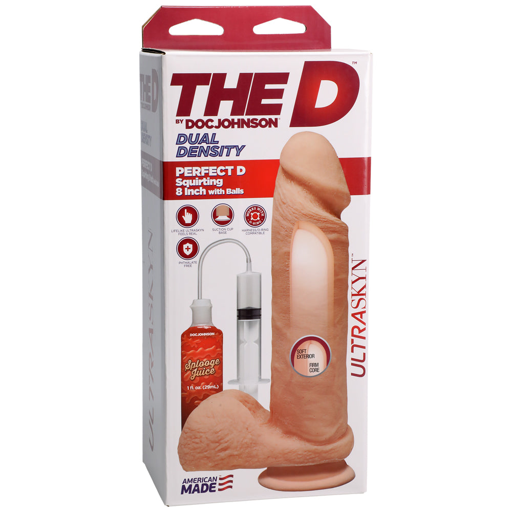 The D Perfect D Squirting 8" With Balls Vanilla | 782421083366 | Available at EroticWarehouse.com