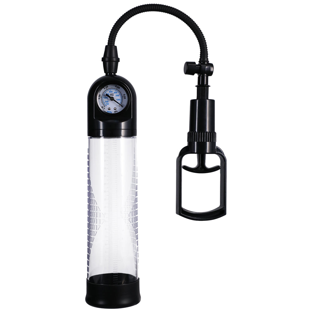 Rock Solid Boost It Penis Pump With Gauge Black/Clear | 782421086480 | Available at EroticWarehouse.com