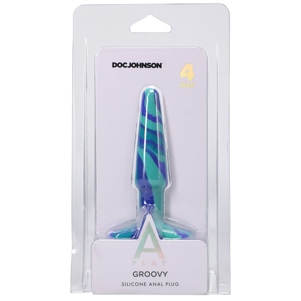 A-Play Groovy Silicone Anal Plug 4" Ocean | 782421086619 | Available at EroticWarehouse.com