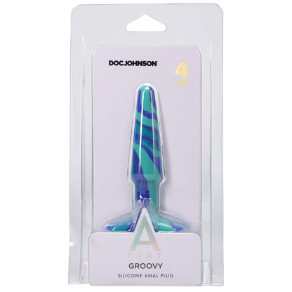 A-Play Groovy Silicone Anal Plug 4" Ocean | 782421086619 | Available at EroticWarehouse.com