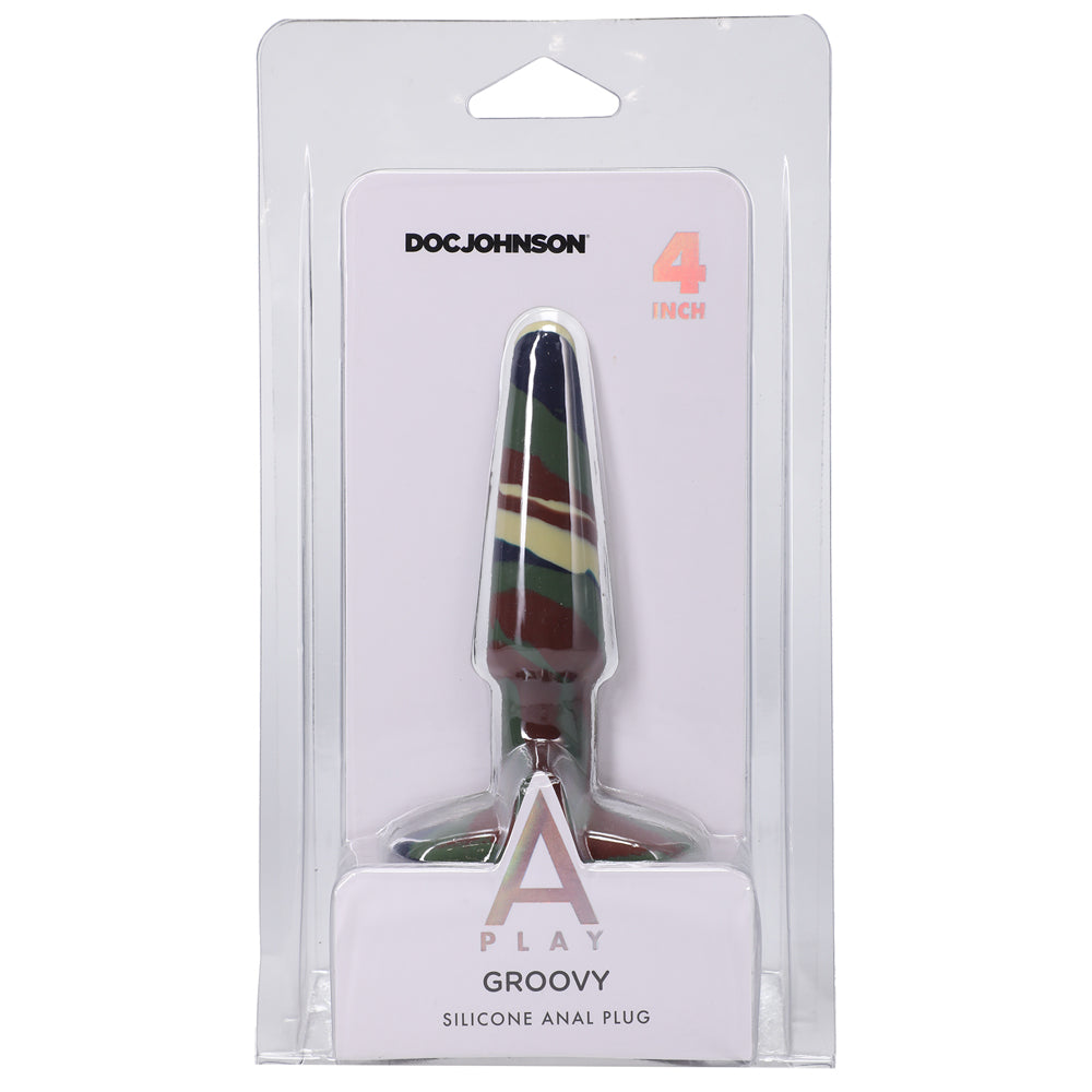 A-Play Groovy Silicone Anal Plug 4" Camouflage | 782421086633 | Available at EroticWarehouse.com