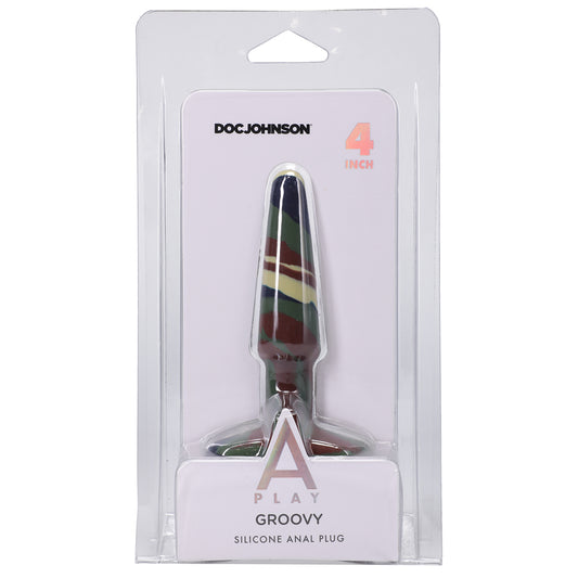 A-Play Groovy Silicone Anal Plug 4" Camouflage | 782421086633 | Available at EroticWarehouse.com