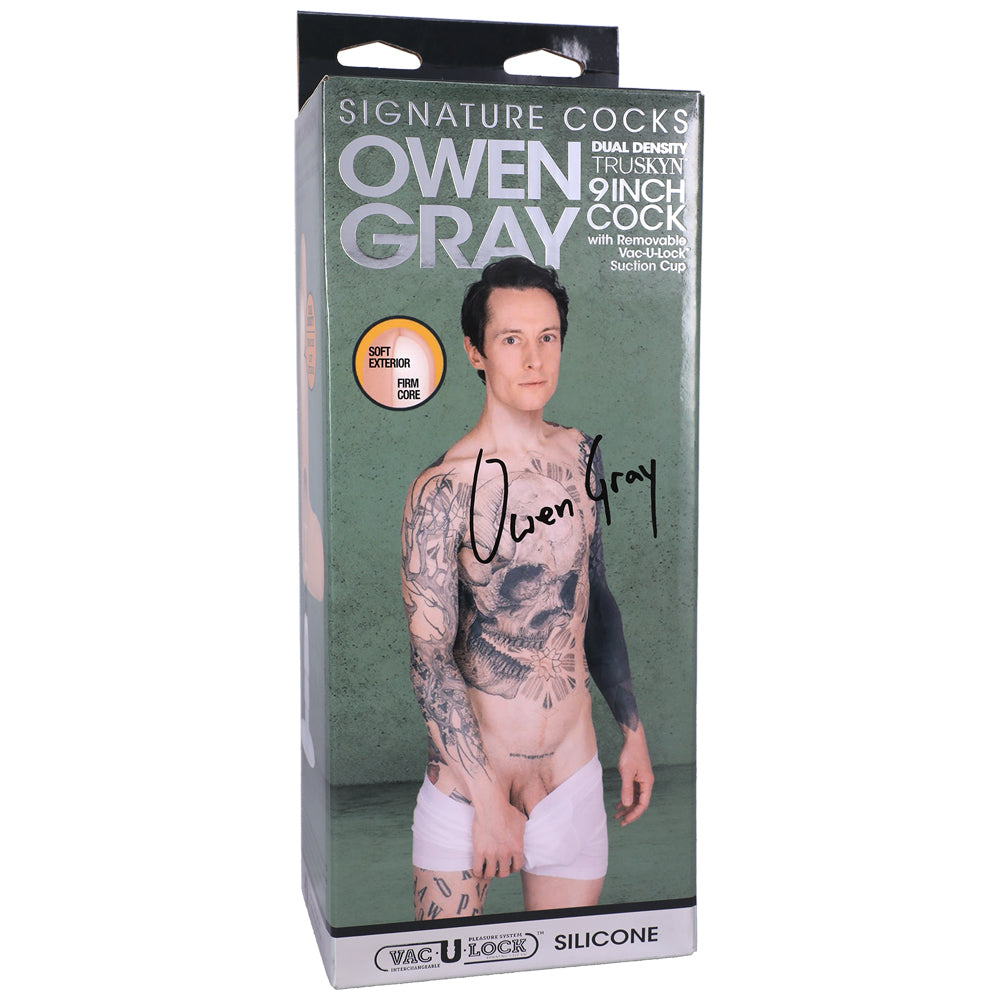 Signature Cocks Owen Gray 9" Silicone Cock With Removable Vac-U-Lock Suction Cup Vanilla | 782421086671 | Available at EroticWarehouse.com