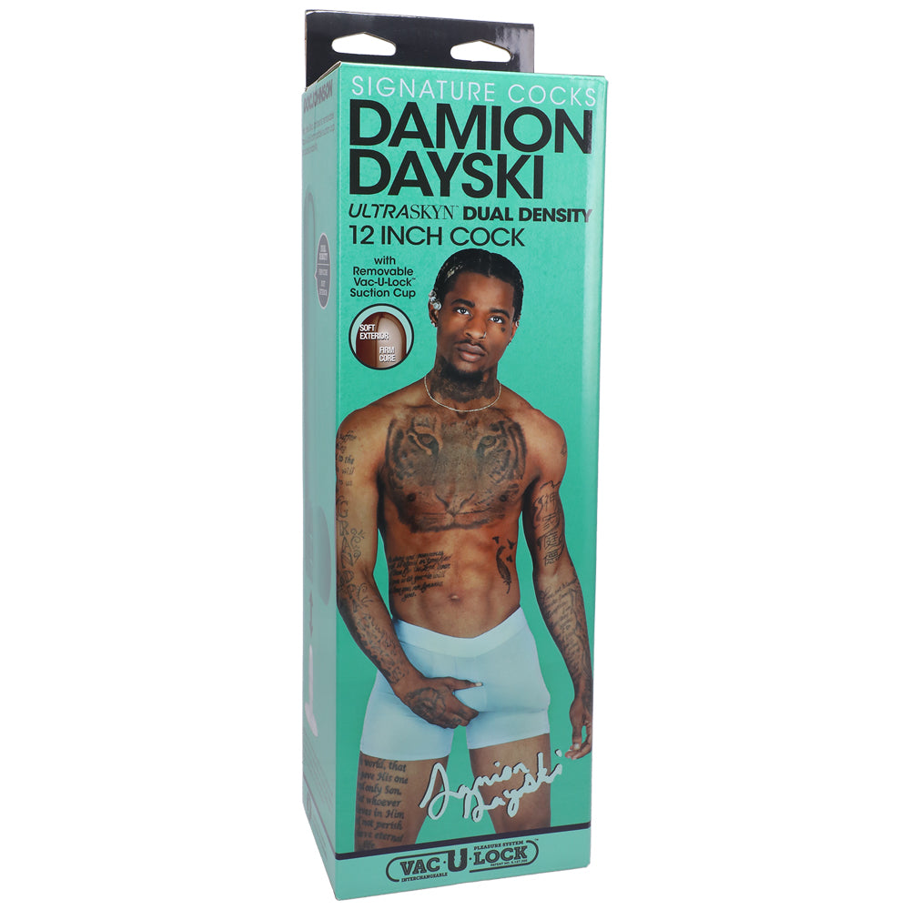 Signature Cocks Damion Dayski 12" Ultraskyn Cock With Removable Vac-U-Lock Suction Cup Chocolate | 782421087081 | Available at EroticWarehouse.com