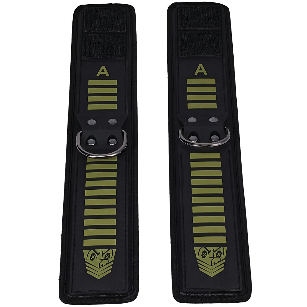 Fort Troff Tactical Ankle Cuffs Black/Green | 782421088156 | Available at EroticWarehouse.com