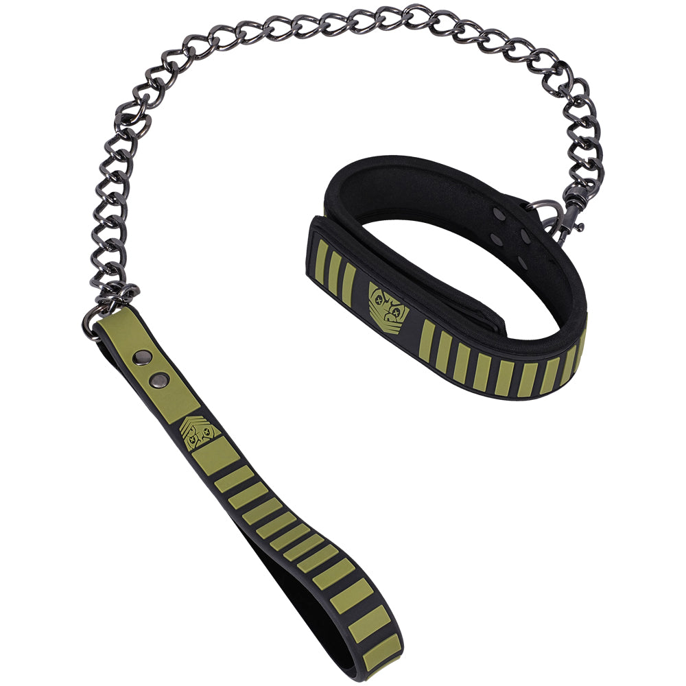 Fort Troff Tactical Collar & Leash Black/Green | 782421088163 | Available at EroticWarehouse.com