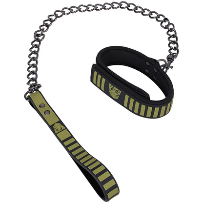 Fort Troff Tactical Collar & Leash Black/Green | 782421088163 | Available at EroticWarehouse.com