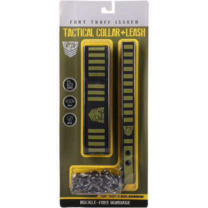 Fort Troff Tactical Collar & Leash Black/Green | 782421088163 | Available at EroticWarehouse.com