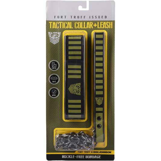 Fort Troff Tactical Collar & Leash Black/Green | 782421088163 | Available at EroticWarehouse.com