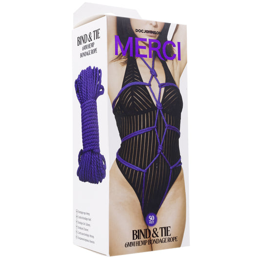Merci Bind & Tie 6mm Hemp Bondage Rope 50 Feet Violet | 782421089429 | Available at EroticWarehouse.com