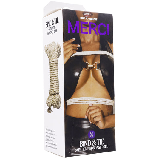 Merci Bind & Tie 6mm Hemp Bondage Rope 30 Feet Natural | 782421089832 | Available at EroticWarehouse.com