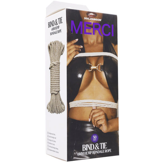 Merci Bind & Tie 6mm Hemp Bondage Rope 50 Feet Natural | 782421089849 | Available at EroticWarehouse.com