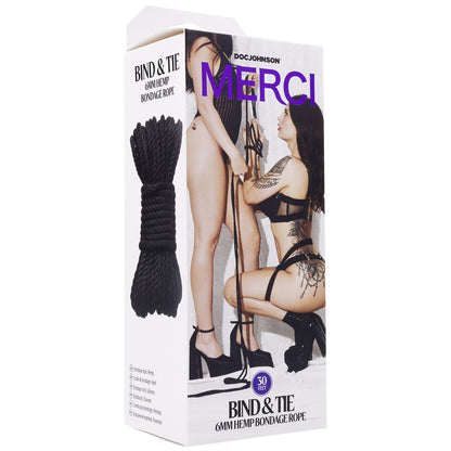 Merci Bind & Tie 6mm Hemp Bondage Rope 30 Feet Black | 782421089856 | Available at EroticWarehouse.com
